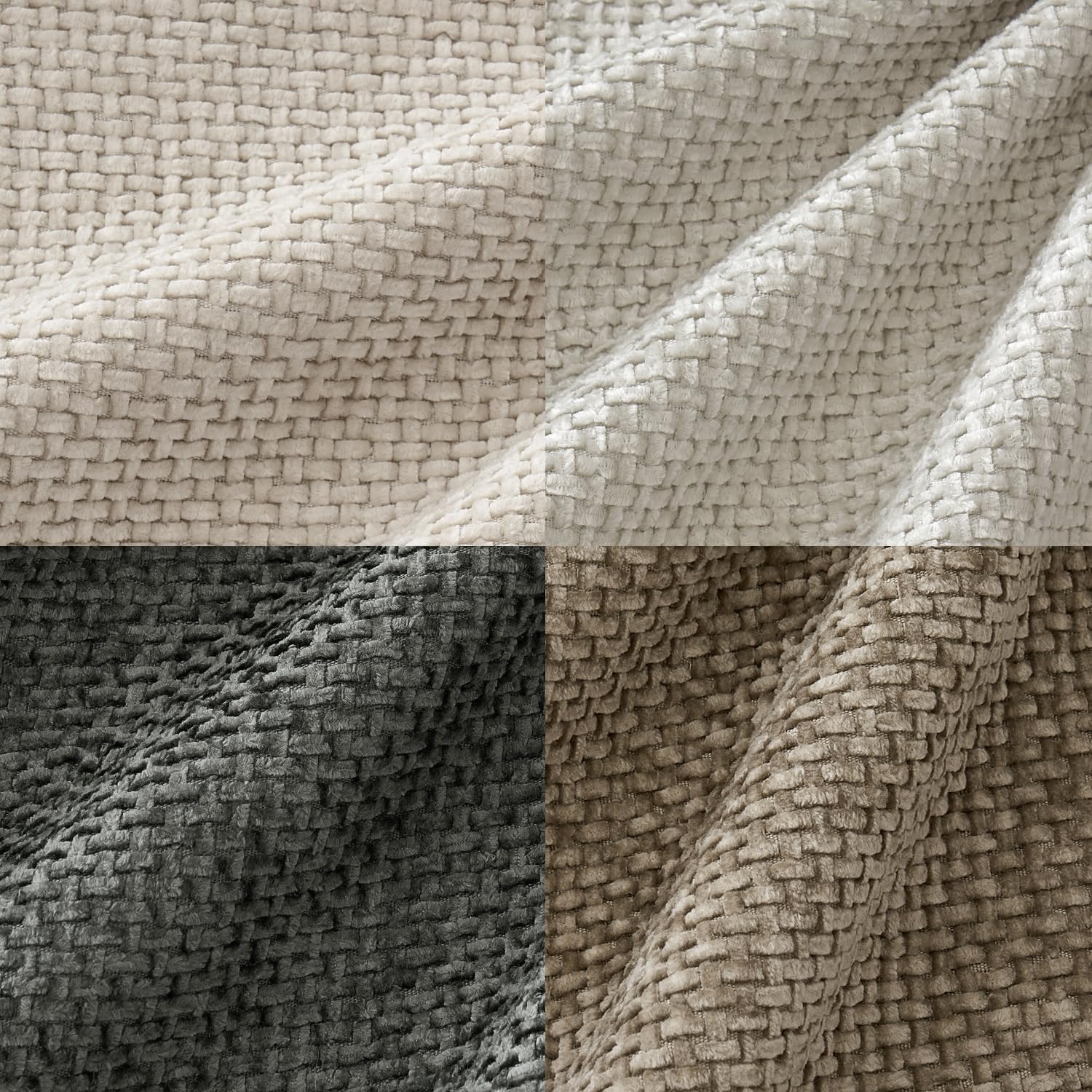 MIULEE Soft Decorative Chenille Pillow Covers Neutral 18x18 Pack of 4 | Mid Century Modern Decor, Cream to Charcoal Set, Couch Throw Pillows, Farmhouse Boho Cushion Covers for Sofa Bed Living Room - Image 2