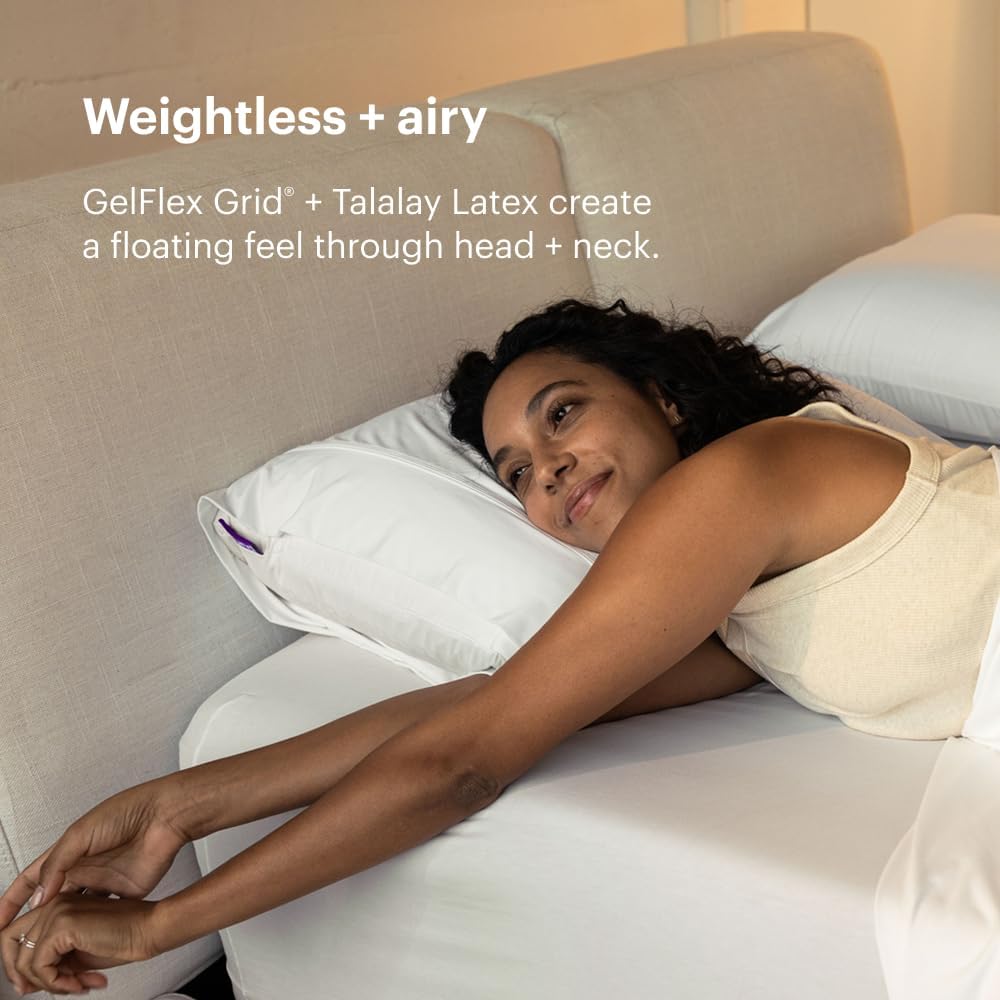 Purple Harmony Pillow - Medium Loft, Standard Size, Cooling Gel Neck Pillow | Side Sleeper Pillow, Weightless Medium Feel, GelFlex Grid and Talalay Latex Foam for Pressure-Relieving Support - Image 4