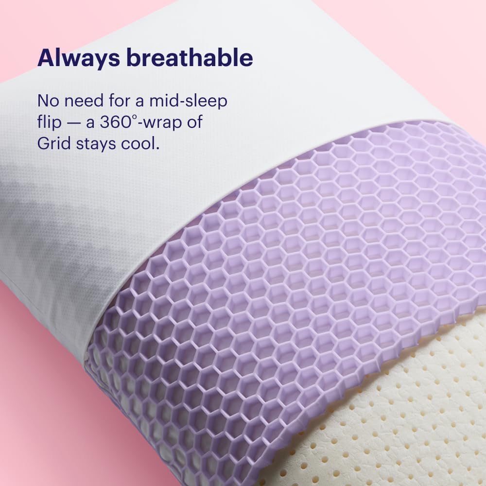 Purple Harmony Pillow - Medium Loft, Standard Size, Cooling Gel Neck Pillow | Side Sleeper Pillow, Weightless Medium Feel, GelFlex Grid and Talalay Latex Foam for Pressure-Relieving Support - Image 6