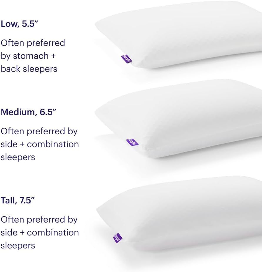 Purple Harmony Pillow - Medium Loft, Standard Size, Cooling Gel Neck Pillow | Side Sleeper Pillow, Weightless Medium Feel, GelFlex Grid and Talalay Latex Foam for Pressure-Relieving Support - Image 7