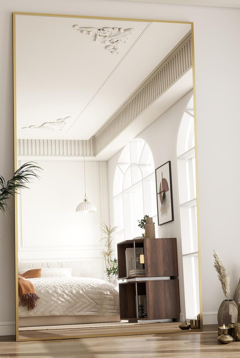 BEAUTYPEAK 77"x38" Rectangle Full Body Floor Mirrors, Full Length Mirror | Hanging or Leaning, Aluminum Alloy Frame Wall Mirror for Bedroom, Dressing Room, Gold
